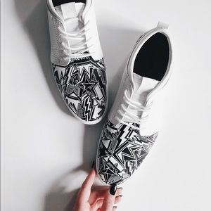 Hand-Painted ALDO Men’s White Leather Sneakers